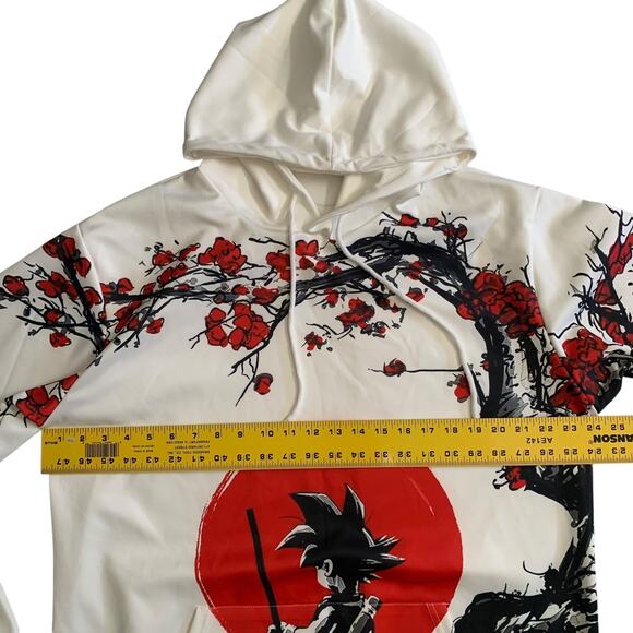 Dragon Ball Z Men's Size L Goku Red Cherry Blossom Tree Anime Hoodie Sweater - Picture 4 of 16